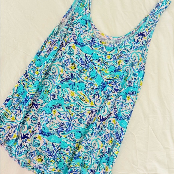 Lilly Pulitzer Blue and White Fitted Sleeveless Tank Top - Picture 2 of 3
